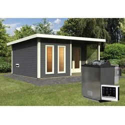 KARIBU Sauna »Kuusalu 9«, BxHxT:509 x 253 x 369 cm, 5 Personen - grau