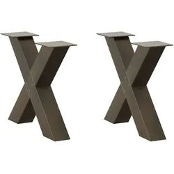 vidaXL Couchtischbeine X-Form 2 Stk. Naturstahl 50x(42-43) cm Stahl