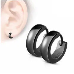 Order & Smile Schmuck Klappcreolen Damen und Herren Edelstahl Klapp-Creolen Ohrringe schwarz