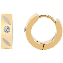 Adelia ́s Klappcreolen Damen Ohrringe – Klappcreole aus Edelstahl mit Strass Steinchen, Perfekt als Geschenk zum Geburtstag silberfarben