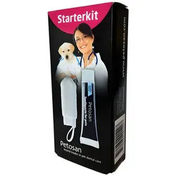 Petosan Tierzahnbürste Starterkit zur Zahnpflege, Fingertuch + Zahnpasta