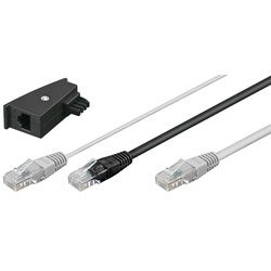 Goobay TAE Telefon Adapter Stecker - 2x RJ45-Stecker > RJ45-Stecker (8P8C) + TAE-F-Stecker
