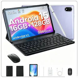 DOOGEE U10 Android Tablet mit Tastatur, Stift, Maus, 10 Zoll, 128GB ROM AI Tablet (10.1", 128 GB, Android 15, WIFI, 5060mAh, Widevine L1, WiFi6, Face ID, Kinder Tablet) lila