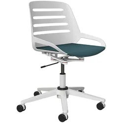 Aeris Drehstuhl , Blau, Weiß , Metall, Kunststoff , Drehkreuz , 70x68x40 cm , Made in Germany , Wippfunktion, Sitzfläche 360° drehbar , Büromöbel, Bürostühle, Drehstühle