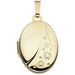 JOBO Medallionanhänger Anhänger Medaillon oval, 585 Gold gelb|goldfarben