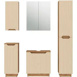 Vicco Badmöbel-Set Lotta Cashmere 5 Teile , Kaschmir , Holzwerkstoff , nicht einzeln stellbar,Rechteckig , 59.8x62.1x32 cm , Badezimmer, Badmöbelsets & Badmöbelserien, Badmöbel-Sets