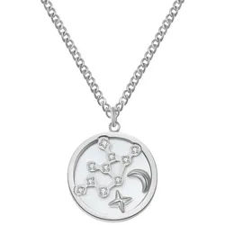 Hey Happiness Kette mit Anhänger Sternzeichen, Astro Plättchen, Horoskop Kette Sternbild mit Tierkreis Zeichen, wasserfest silberfarben