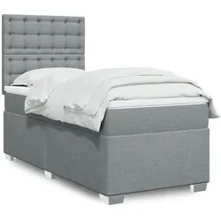 vidaXL Boxspringbett, Boxspringbett mit Matratze Hellgrau 80x200 cm Stoff