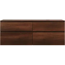 burgbad Lin20 Waschtischunterschrank inklusive Konsolenplatte, Beckenausschnitt rechts, 4 Auszüge, 1602x487x661mm, SGIF160RF5359, Farbe: Eiche Dekor Rost