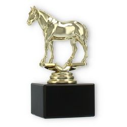 Pokal Kunststofffigur Quarter Horse gold auf schwarzem Marmorsockel 13,7cm