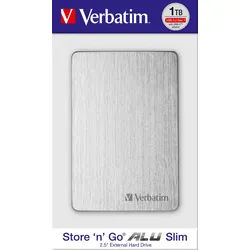 Verbatim Festplatte 1TB USB 3.2, A-C, 6.35cm (2.5''), silber Store ́n ́Go, Alu Slim, Software Nero Backup, Retail