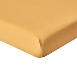 Homescapes Perkal-Spannbettlaken, Ägyptische Baumwolle, Fadendichte 200 , Gelb , Textil , Rechteckig , 120x190 cm , Oeko-Tex® , Heimtextilien, Bettwäsche & Leintücher, Leintücher, Bettlaken