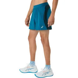 Laufshorts ASICS "ROAD 5IN SHORT", Herren, Gr. M, N-Gr, blau (tranquil teal, schwarz teal, yamabuki), Obermaterial: 100% Polyester, Hosen