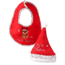 MARELIDA Lätzchen Babyset Weihnachtsmütze Lätzchen Geschenkset mein erstes Weihnachten, (1-St) rot