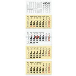 Baier & Schneider Monatskalender BRUNNEN 1070214107 4-Monatskalender 2027 chamois, 320×940 mm