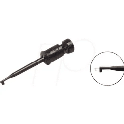 KLEPS 2 SW - Klemmprüfspitze,Haken, schwarz, Lötanschluss