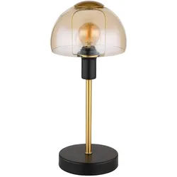Tischlampe Leseleuchte Lampe Tischleuchte Glas goldfarben Touch Schlafzimmer, Metall schwarz, 1x E14 Fassung, DxH 15x32 cm