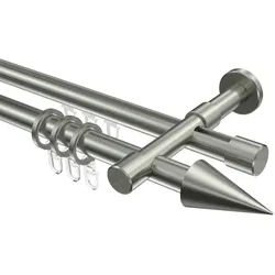 GARDINENSTANGE RUNDROHR-INNENLAUF Prestige Savio 180 cm, 2-läufig, 20 mm Ø Edelstahl-Optik