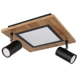 GLOBO LIGHTING LED Deckenleuchte, LED-Leuchtmittel fest verbaut, Warmweiß, Deckenleuchte Holz eckig Deckenlampe Wohnzimmer Spots braun