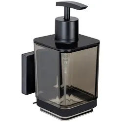 WENKO Seifenspender Vacuum-Loc® Modell Quadro, Befestigen ohne Bohren, Edelstahl-Halterung, 340 ml schwarz