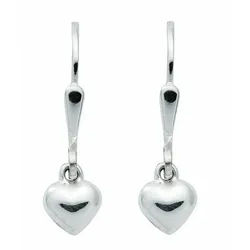 Adelia ́s Paar Ohrhänger Damen Silberschmuck 1 Paar 925 Silber Ohrringe / Ohrhänger Herz, 925 Sterling Silber Silberschmuck für Damen silberfarben