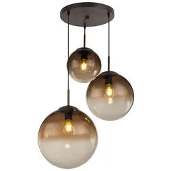GLOBO LIGHTING LED Pendelleuchte, Leuchtmittel inklusive, Decken Pendel Lampe amber Glas Kugel Wohn Zimmer Hänge braun