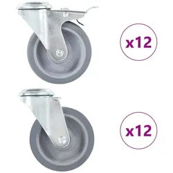 vidaXL Schwerlastrolle 24 Stk. Lenkrollen mit Rückenloch 100 mm, (24-St)