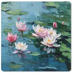 MuchoWow Mauspad Seerosen - Blumen - Rosa - Wasser (1-St), Schreibtischunterlage, Gaming Deko PC, Gaming Setup, 40x40 cm 40 cm x 40 cm