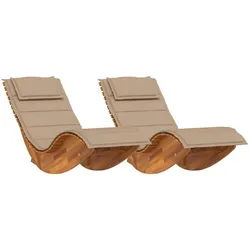 vidaXL Gartenliege Sonnenliege mit Kissen 2-Person 2 pcs Braun Massivholz, 2 St.