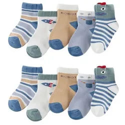 Vivi Idee Socken 5/10 Paar Kinder Baumwolle Socken Set, Sneakersocken Strümpfe füßlinge (10-Paar) 1-5 Jahre, Sport Kindersocken für Jungen, Roboter S 1-3 Jahre