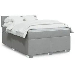 vidaXL Boxspringbett, Boxspringbett mit Matratze Hellgrau 140x200 cm Stoff