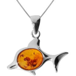 OSTSEE-SCHMUCK Kette mit Anhänger Ostsee-Schmuck Kette mit Anhänger Fisch Kette mit Anhänger Fisch (2-tlg) silberfarben 42 cm