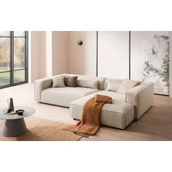 LeGer Home by Lena Gercke Ecksofa PIARA XXL, Big-Sofa, Cord, Leinenoptik o. Strukturstoff, L-Form, wahlweise Ottomane rechts/links, Kedernaht, extra tiefe Sitzfläche beige|braun