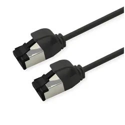 ROLINE U/FTP Patchkabel Cat.8 (Class I), slim LAN-Kabel, RJ-45 Männlich (Stecker), RJ-45 Männlich (Stecker) (15.0 cm), LSOH, Litzendraht schwarz