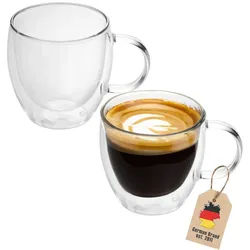 Intirilife Thermoglas, 2-tlg., Glas, Gläser Set Thermoglas Teeglas Kaffeeglas 100ml Doppelwandig (2-tlg) weiß
