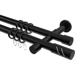 GARDINENSTANGE Prestige Zoena 420 cm (geteilt in 3 x 140 cm), 2-läufig, 20 mm Ø Schwarz