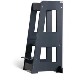 tiSsi Lernturm , Grau , Holz , Buche , massiv , 40x91x45 cm , Made in Europe , Babymöbel & Kindermöbel, Babyzimmer, Hochstühle, Lerntürme