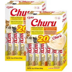 INABA Churu für Katzen - Hühner- und Rindfleischmischung 2x(20x14g)