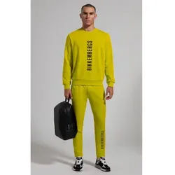 Bikkembergs für Herren. BMF0660 Gelbes Logo-Sport-Outfit (L), Lässig, Sportlich, Baumwolle, Multisport