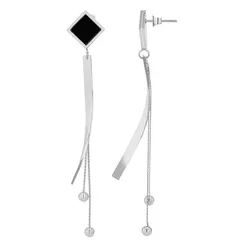 Adelia ́s Paar Ohrhänger Damen Ohrstecker aus Edelstahl schwarz