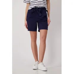 Shorts MONARI, Damen, Gr. 46, N-Gr, blau (navy blau), Web, Obermaterial: 98% Baumwolle, 2% Elasthan, clean, unifarben, regular fit kurz, Hosen Shorts, mit Bindeband