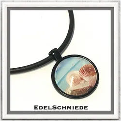 Edelschmiede925 Kette und Anhänger Set Edelschmiede925 Kautschukband mit Anhänger - Modeschmuck - Glas
