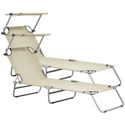 casa.pro Gartenliege, Set, »Argozelo« Sonnenliege mit Sonnendach Strandliege 186x55x24cm Beige beige