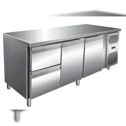 A&S polarny Gastro Edelstahl Kühltisch Kühltheke 2 Türen / 2 Schubladen 242 L -2/+8°C