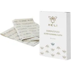 HELI Schmuck Geschenk Schmuckpflege Silber-Putztuch für Silberschmuck Reinigungstuch (Baumwolle, 30x24 cm, 1-tlg) silberfarben|weiß