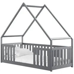 MIRJAN24 Kinderbett Bee (mit Lattenrost Flex aus Buchensperrholz), Holzkonstruktion grau 86 cm x 188 cm x 174 cm