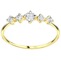 Order & Smile Schmuck Fingerring Kristall Ring gold aus 925 Silber goldfarben 60