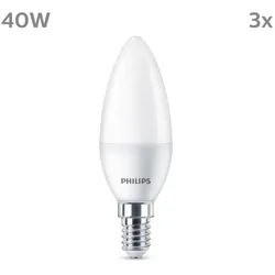 Philips LED-Leuchtmittel 40W Non-Dim, E14, 3 St., Warmweiß weiß