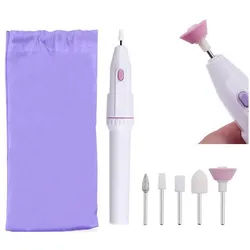 KINSI Maniküre-Pediküre-Set Elektrisches Nagelfeilenset, Maniküre- und Pediküre-Set, Erfordert den separaten Kauf von zwei AA-Batterien, Mit 5 Nagelschleifern weiß