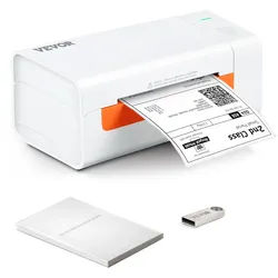 VEVOR Etikettendrucker 200x79x83mm Thermodrucker 150mm/s Labeldrucker Versandetiketten Drucker Thermo-Direkt Edikettendruckgerät USB Automatische Etikettenerkennung Windows Mac OS Linux Chromebook